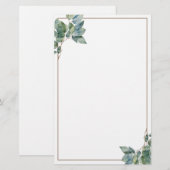 Zacht elegant groen goud botanische eucalyptus briefpapier (Voorkant / Achterkant)