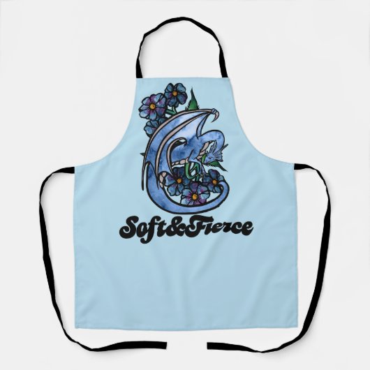 Zacht en fel Drakenblauw Schort (Voorkant)