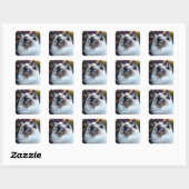 Zacht- en fluffy ragdoll-kat vierkante sticker (Vel)