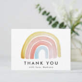 Zacht en Kleurrijk Waterverf Regenboog Bedankkaart (Staand voorkant)