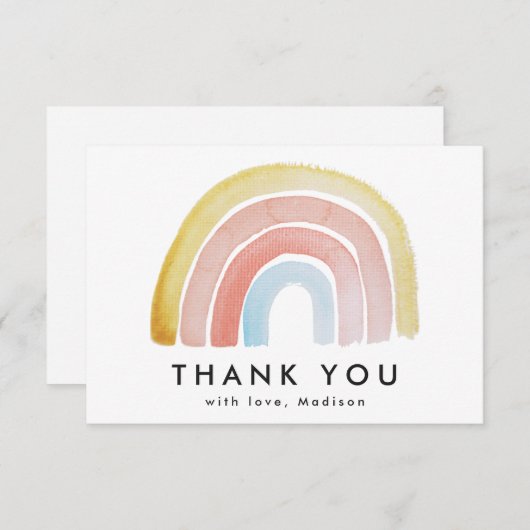 Zacht en Kleurrijk Waterverf Regenboog Bedankkaart (Voorkant / Achterkant)