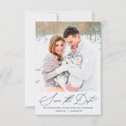 Zacht en luchtig Bloemen Blauw Foto Bruiloft Sav Save The Date (Voorkant)