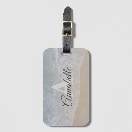 Zacht en subtiel monogrammen "strand" Bagagelabel (Voorkant (verticaal))