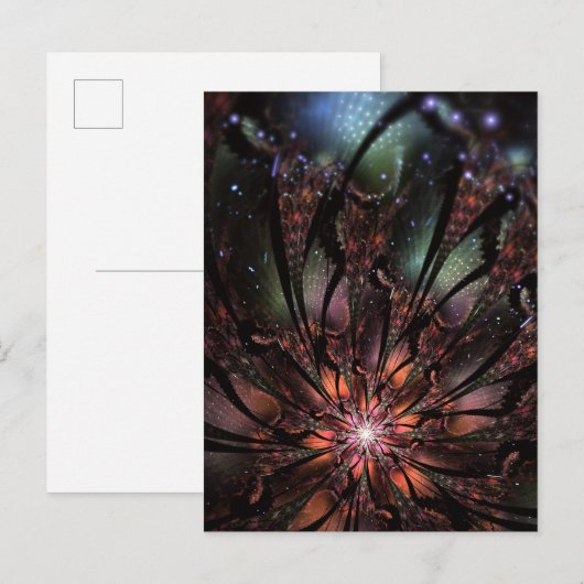 Zacht en tederheid fractal fantasy invita aankondigingskaart (Voorkant / Achterkant)