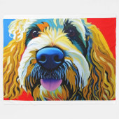Zacht, extra groot, fleece deken. Goldendoodle Deken (Voorkant (Horizontaal))
