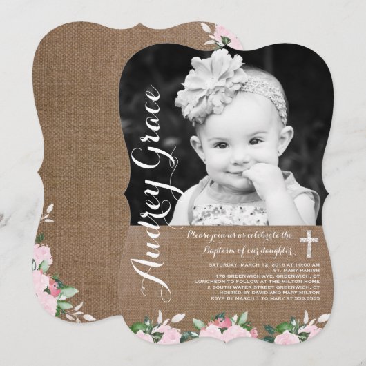 Zacht fleschemicaliën | Baptisme-uitnodiging Kaart (Voorkant / Achterkant)