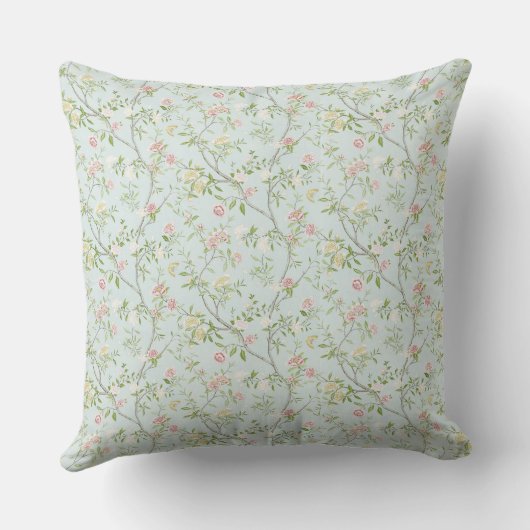 Zacht Floral Sierkussen met Mint Green Background (Achterkant)