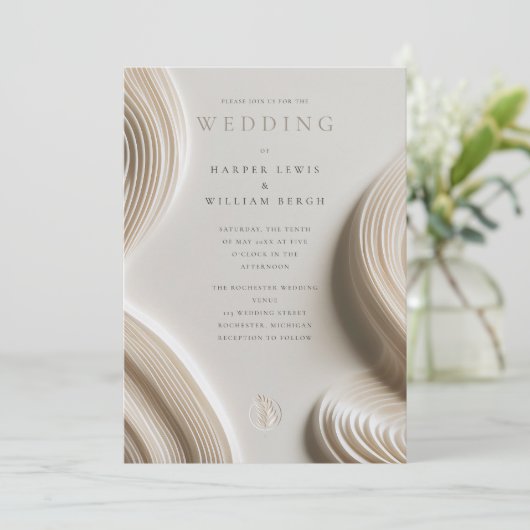 Zacht gebeeldhouwde abstracte vloeiende bruiloft kaart (Staand voorkant)