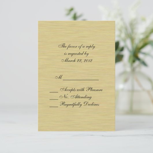 Zacht geborsteld goud RSVP Kaartje (Staand voorkant)