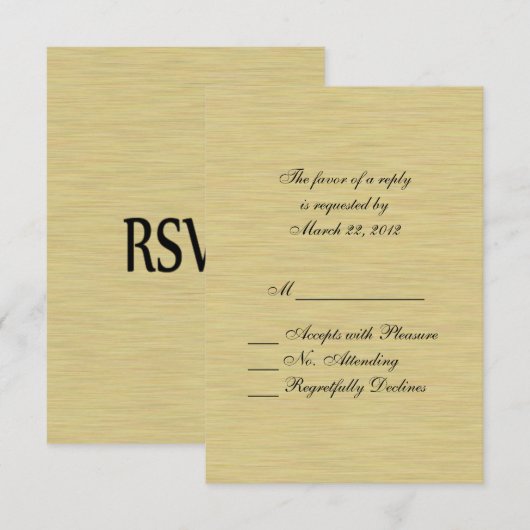 Zacht geborsteld goud RSVP Kaartje (Voorkant / Achterkant)