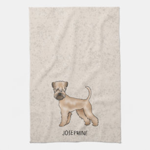 Zacht Gecoatde Wheaten Terrier Hond Op Beige Met N Theedoek