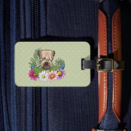 Zacht Gecoatde Wheaten Terrier Kleurrijke Bloemen  Bagagelabel
