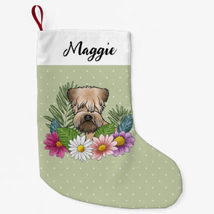 Zacht Gecoatde Wheaten Terrier Kleurrijke Bloemen  Kleine Kerstsok