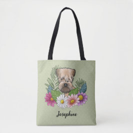 Zacht Gecoatde Wheaten Terrier Kleurrijke Bloemen  Tote Bag