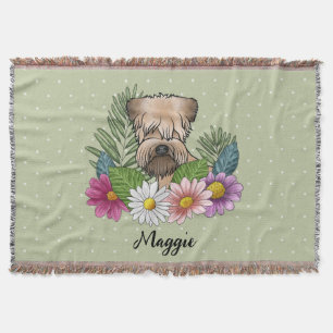 Zacht Gecoatde Wheaten Terrier Met Bloemen En Naam Deken