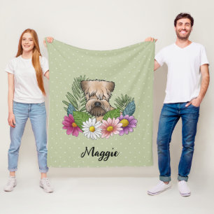 Zacht Gecoatde Wheaten Terrier Met Bloemen En Naam Fleece Deken
