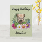 Zacht gecoate tarwedrager Bloemen Gelukkige Verjaa Kaart (Gele Bloem)