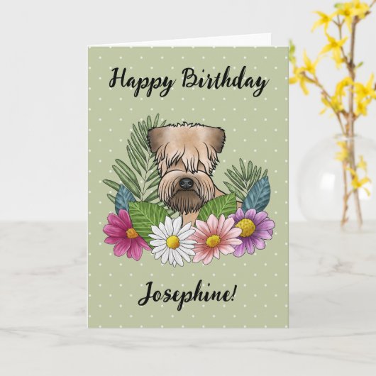 Zacht gecoate tarwedrager Bloemen Gelukkige Verjaa Kaart (Gele Bloem)