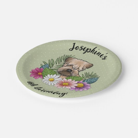 Zacht gecoate tarwedrager Bloemen Gelukkige Verjaa Papieren Bordje (Gekanteld)