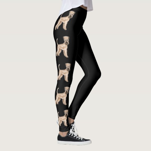 Zacht gecoate tarwedrager Cartoon Honden Zwart Leggings (Rechts)