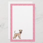 Zacht gecoate tarwedrager Hond Hartpatroon Roze Briefpapier (Voorkant / Achterkant)