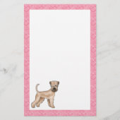Zacht gecoate tarwedrager Hond Hartpatroon Roze Briefpapier (Voorkant)