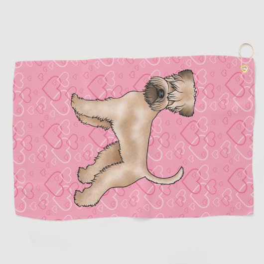 Zacht gecoate tarwedrager Hond Hartpatroon Roze Golfhanddoek (Horizontaal)