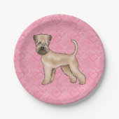 Zacht gecoate tarwedrager Hond Hartpatroon Roze Papieren Bordje (Voorkant)