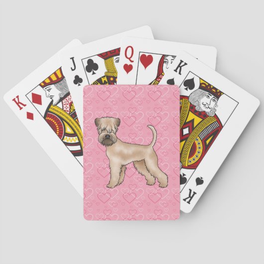 Zacht gecoate tarwedrager Hond Hartpatroon Roze Pokerkaarten (Achterkant)