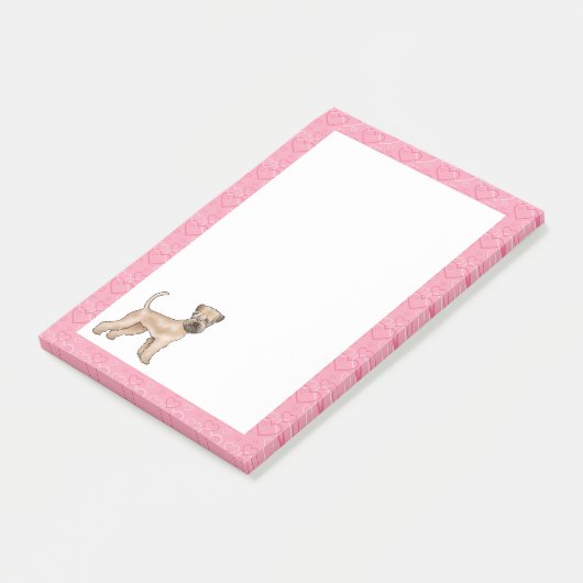 Zacht gecoate tarwedrager Hond Hartpatroon Roze Post-it® Notes (Schuin)