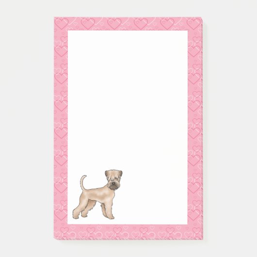 Zacht gecoate tarwedrager Hond Hartpatroon Roze Post-it® Notes (Voorkant)