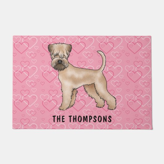 Zacht gecoate tarwedrager hond liefde hart patroon deurmat (Voorkant)