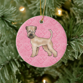Zacht gecoate tarwedrager hond liefde hart patroon keramisch ornament