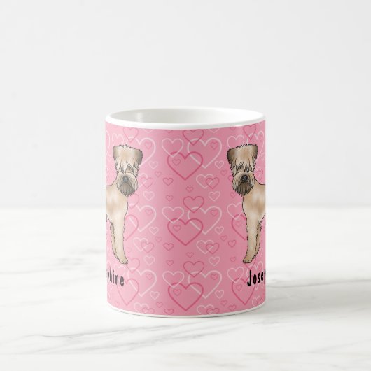 Zacht gecoate tarwedrager hond liefde hart patroon koffiemok (Center)