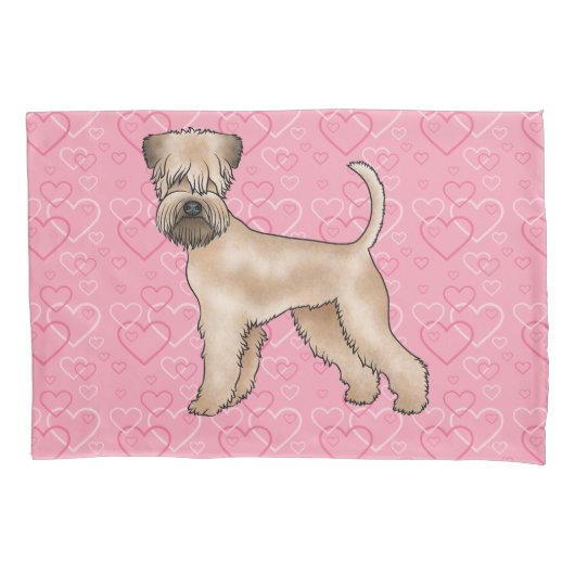 Zacht gecoate tarwedrager hond liefde hart patroon kussensloop (Voorkant-Links)