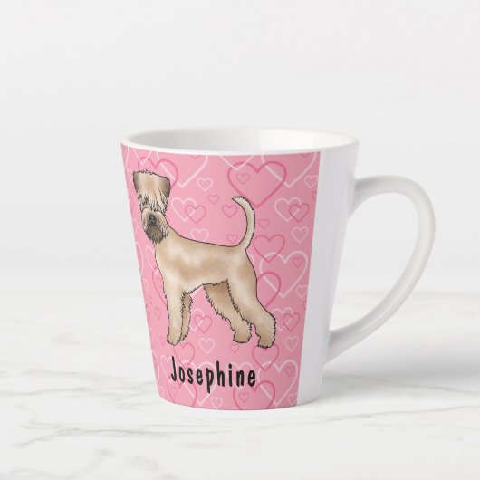 Zacht gecoate tarwedrager hond liefde hart patroon latte mok (Rechts)