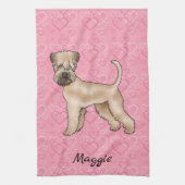 Zacht gecoate tarwedrager hond liefde hart patroon theedoek (Verticaal)