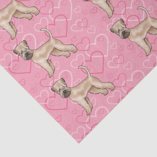 Zacht gecoate tarwedrager hond liefde hart patroon tissuepapier (Detail)