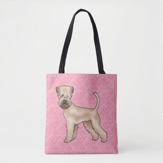 Zacht gecoate tarwedrager hond liefde hart patroon tote bag (Voorkant)