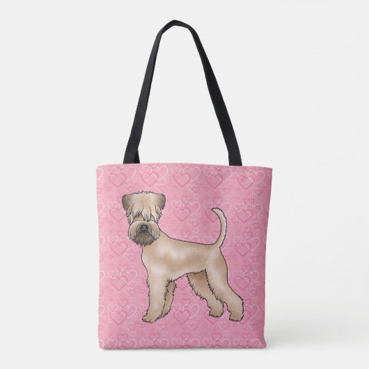Zacht gecoate tarwedrager hond liefde hart patroon tote bag (Achterkant)