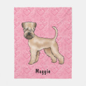 Zacht gecoate tarwedrager roze harten en naam fleece deken (Voorkant)