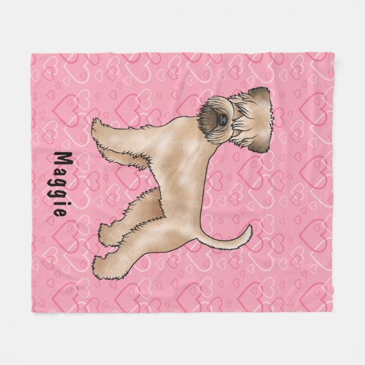 Zacht gecoate tarwedrager roze harten en naam fleece deken (Voorkant (Horizontaal))