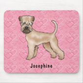 Zacht gecoate tarwedrager roze harten en naam muismat (Voorkant)