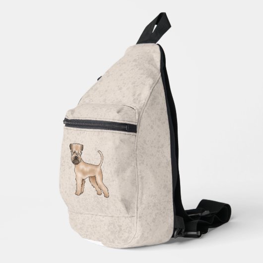 Zacht gecoate tarwedrager Schattige Dog op beige Sling Bag (Rechterhoek)