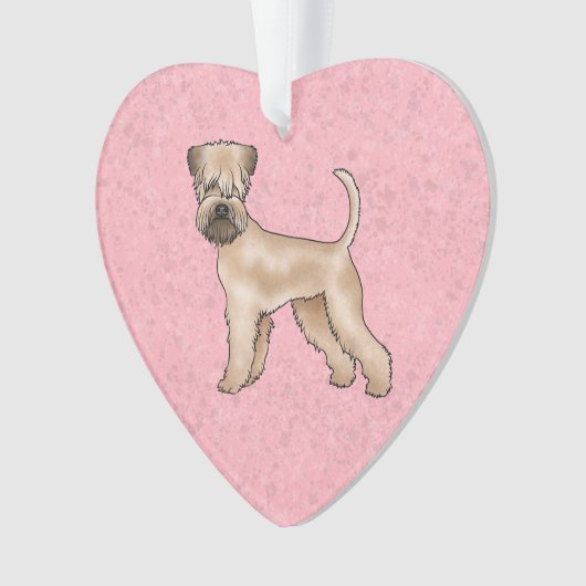 Zacht gecoate tarwedrager Schattige Dog op Roze Ornament (voorkant)