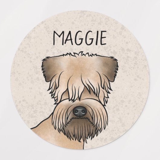 Zacht gecoate tarwedrager Schattige hondenhoofd en Labels (Design 2)