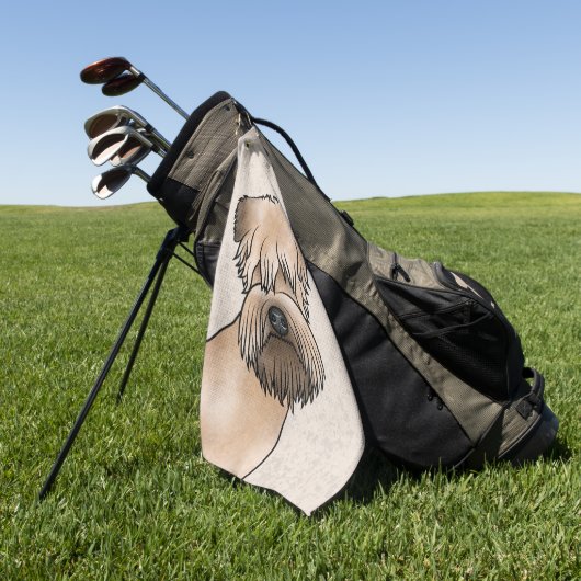 Zacht gecoate tarwedrager Schattige hondenhoofd op Golfhanddoek (Groen)