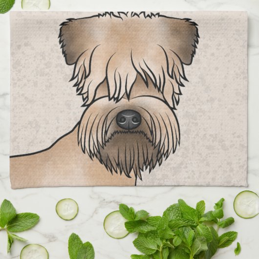Zacht gecoate tarwedrager Schattige hondenhoofd op Theedoek (Gevouwen)