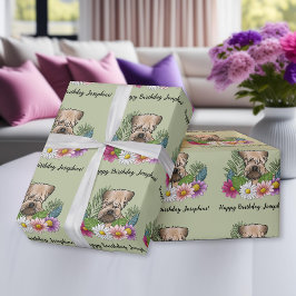 Zacht gecoate tarweterriër bloemen verjaardag groe cadeaupapier