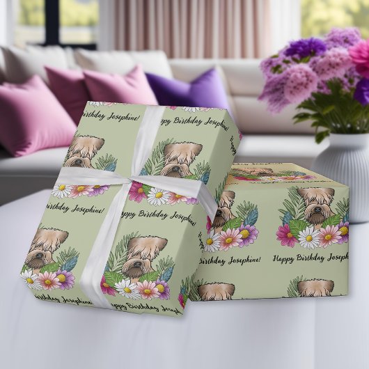 Zacht gecoate tarweterriër bloemen verjaardag groe cadeaupapier